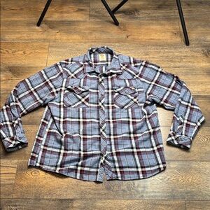 Dickies Casual Blue and Burgundy Plaid Shirt